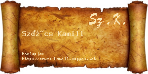 Szűcs Kamill névjegykártya