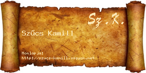 Szűcs Kamill névjegykártya