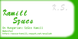 kamill szucs business card